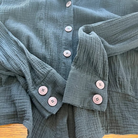 Free People Sun Streaks Tie-Front Button Up Gauze Shirt 100% cotton - M - Picture 6 of 8